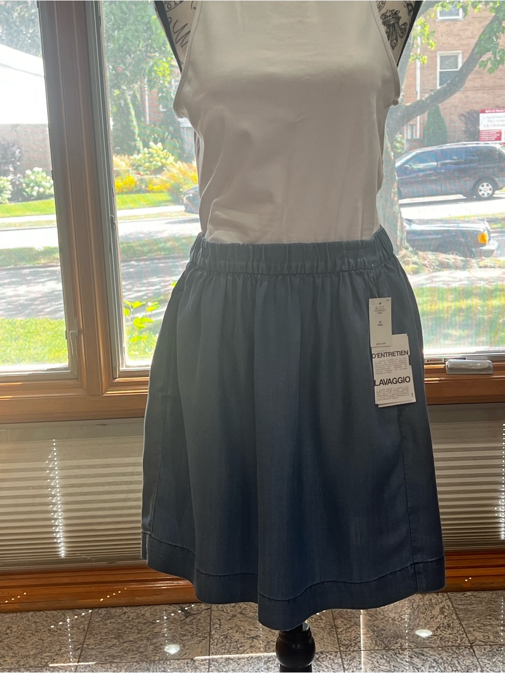 GAP Navy and White Gingham Skater Skirt